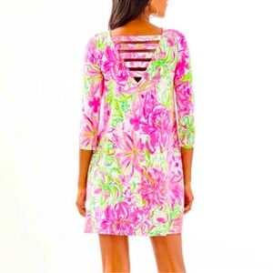 Lilly Pulitzer Ophelia 3/4 Sleeve Koala Me Maybe Pink Green Spring Dress Small